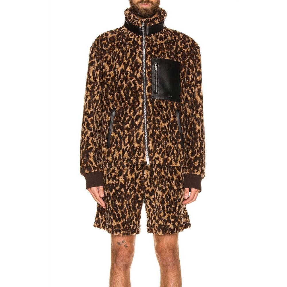 NEW AMIRI printed bandana fleece jacket in brown tan